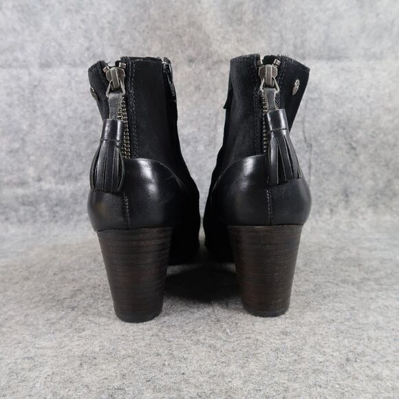 Paul Green Shoes Womens 7.5 Bootie Jada Tassel Black Leather Water Resistant Zip - Picture 5 of 16